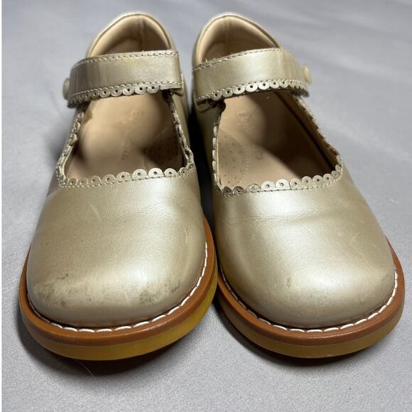 Elephantito Toddler Girls Shoes US size 9 Mary Jane Metallic Champagne Adj. - Picture 2 of 9